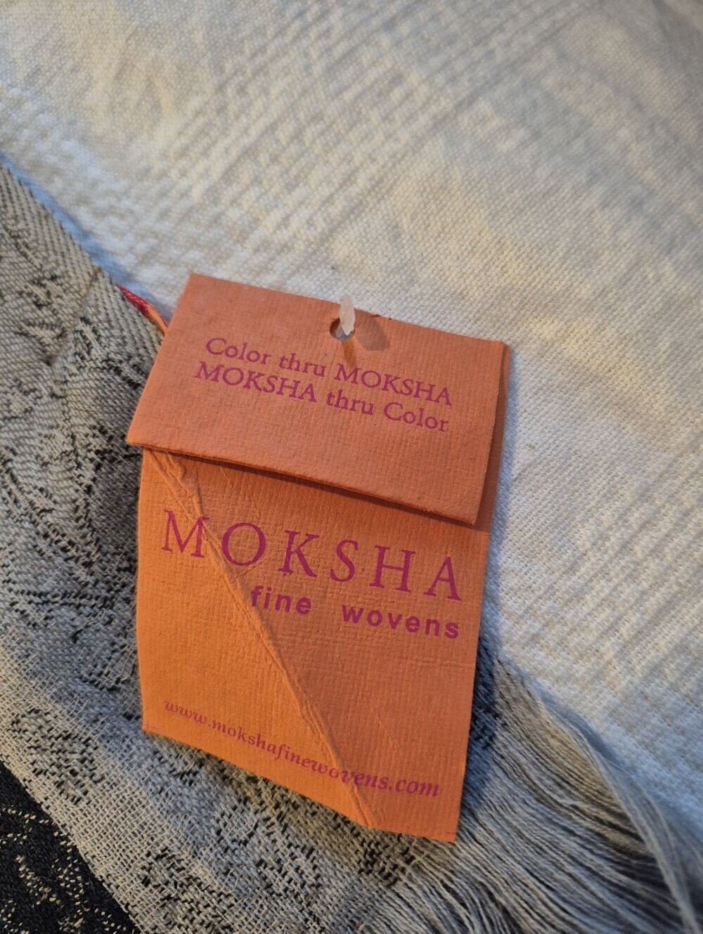 Moksha fine wovens 100% pure new wool, dry clean only blues tan gray striped NWT - Picture 4 of 8